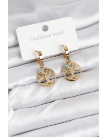 316L Çelik Yaşam Ağacı Model Kadın Küpe