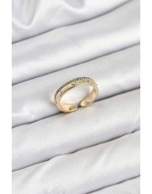 Pirinç Gold Renk Sıralı Zirkon Taşlı Kutup Yıldızı Model Kadın Yüzük