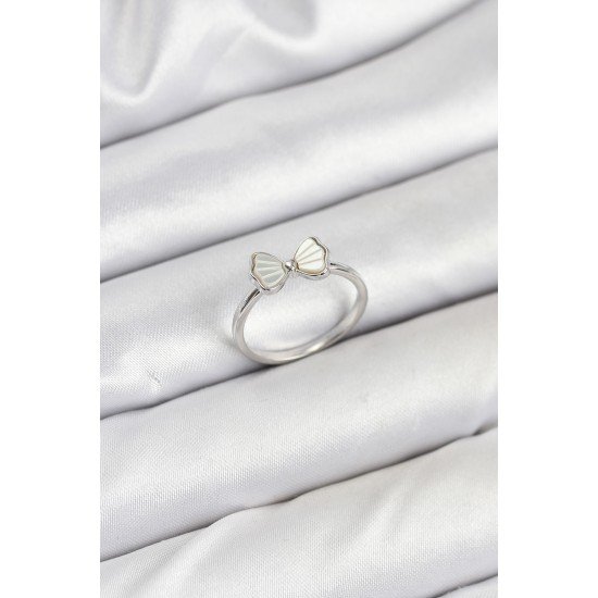 Pirinç Gümüş Renk Fiyonk Model Kadın Yüzük