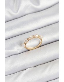 Pirinç Gold Renk Sıralı İncili Kadın Yüzük