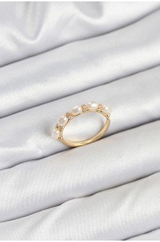 Pirinç Gold Renk Sıralı İncili Kadın Yüzük Pirinç Gold Renk Sıralı İncili Kadın Yüzük