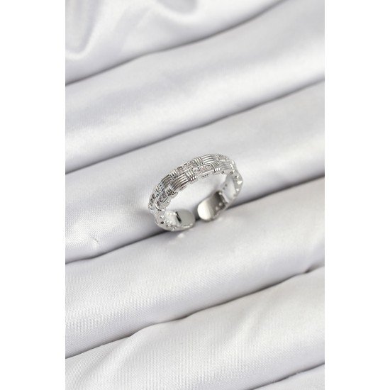 Pirinç Gümüş Renk Zirkon Taşlı Sırım Kadın Yüzük Pirinç Gümüş Renk Zirkon Taşlı Sırım Kadın Yüzük