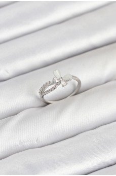 Pirinç Gümüş Renk Kelebek Zirkon Taşlı Kadın Yüzük