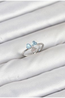 Pirinç Gümüş Renk Yonca Model Kadın Yüzük