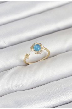 Pirinç Gold Renk Zirkon Taşlı Ay Yıldız Kadın Yüzük Pirinç Gold Renk Zirkon Taşlı Ay Yıldız Kadın Yüzük