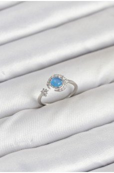 Pirinç Gümüş Renk Zirkon Taşlı Ay Yıldız Kadın Yüzük