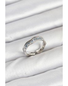 Pirinç Gümüş Renk Zirkon Taşlı Vintage Kadın Yüzük