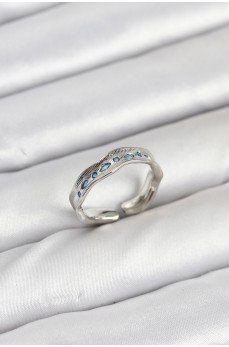 Pirinç Gümüş Renk Zirkon Taşlı Vintage Kadın Yüzük