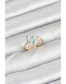 Pirinç Gold Renk Kelebek Model Kadın Yüzük