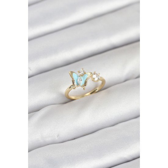 Pirinç Gold Renk Kelebek Model Kadın Yüzük Pirinç Gold Renk Kelebek Model Kadın Yüzük