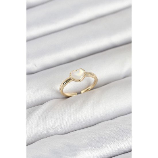 Pirinç Gold Renk Kalpli Kadın Yüzük Pirinç Gold Renk Kalpli Kadın Yüzük