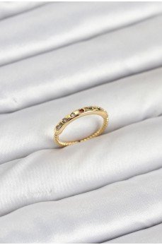 Pirinç Gold Renk Renkli Zirkon Taşlı Kadın Yüzük Pirinç Gold Renk Renkli Zirkon Taşlı Kadın Yüzük