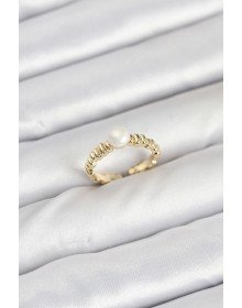 Pirinç Gold Renk Göbek İnci Model Kadın Yüzük