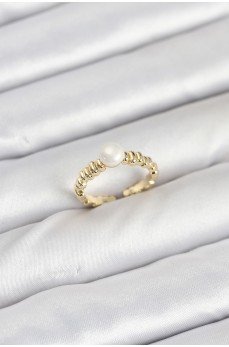 Pirinç Gold Renk Göbek İnci Model Kadın Yüzük Pirinç Gold Renk Göbek İnci Model Kadın Yüzük