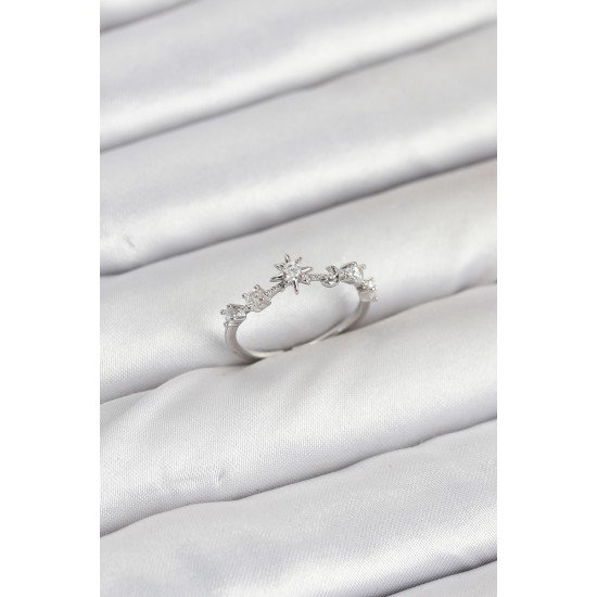 Pirinç Gümüş Renk Manifest Kadın Yüzük