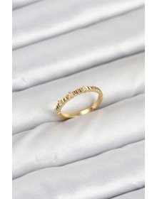 Pirinç Gold Renk Lazer Kesim Kadın Yüzük