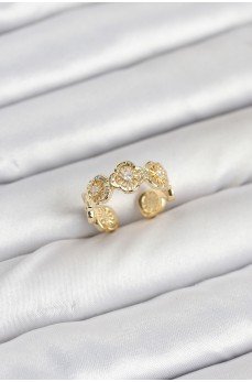 Pirinç Gold Renk Yonca Model Kadın Yüzük Pirinç Gold Renk Yonca Model Kadın Yüzük