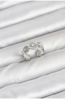 Pirinç Gümüş Renk Yonca Model Kadın Yüzük