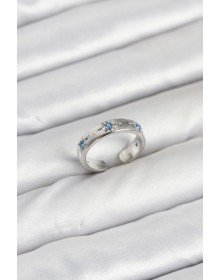 Pirinç Gümüş Renk Mavi Zirkon Taşlı Kutup Yıldızı Model Kadın Yüzük