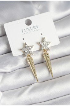 Pirinç Gold Renk Zirkon Taşlı Yıldız Model Çivi Kadın Küpe