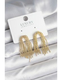 Pirinç Gold Renk Sallantılı Kadın Küpe