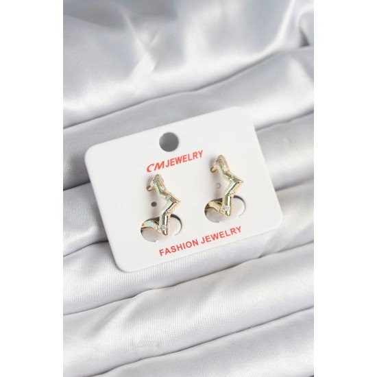 Pirinç Gold Renk Yıldız Model Kadın Küpe