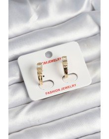 Pirinç Gold Renk Zirkon Taşlı Vintage Kadın Küpe