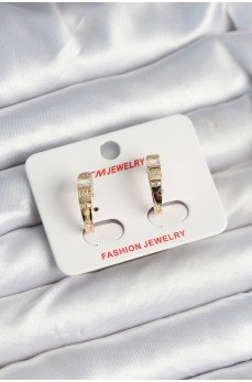 Pirinç Gold Renk Zirkon Taşlı Vintage Kadın Küpe