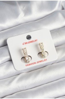 Pirinç Gold Renk Zirkon Taşlı Vintage Kadın Küpe