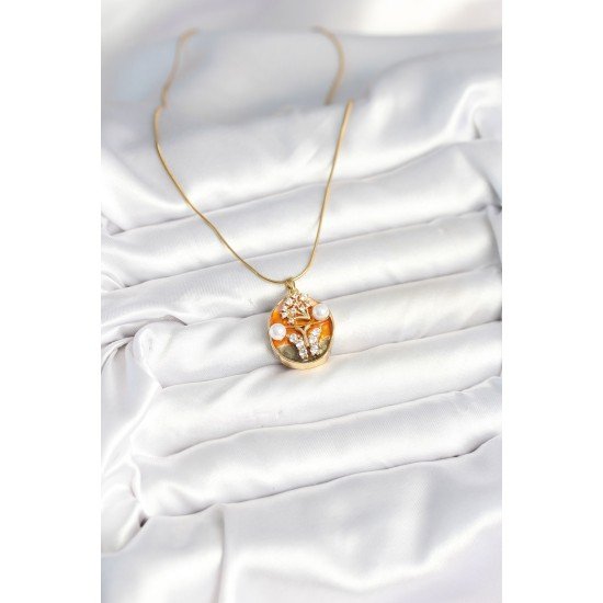 316L Çelik Zincir Kelebek Model Sanatsal Portre Kadın Kolye