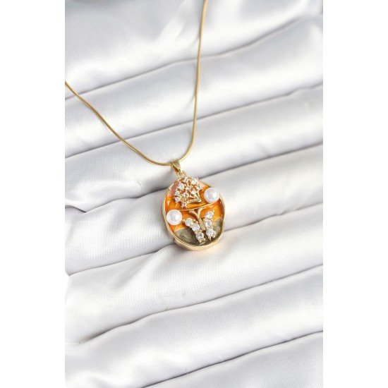 316L Çelik Zincir Kelebek Model Sanatsal Portre Kadın Kolye