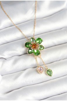 316L Çelik Zincir Gold Renk Çiçek Model Sallantılı Kadın Kolye