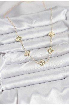 Pirinç Gold Renk Yonca Kadın Kolye