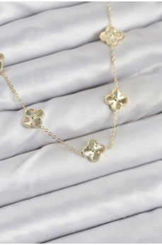 Pirinç Gold Renk Yonca Kadın Kolye