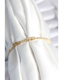 Pirinç Gold Renk Zirkon Taşlı Kalpli Model Kadın Bileklik