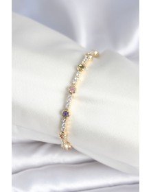 Pirinç Gold Renk Zirkon Taşlı Kadın Bileklik
