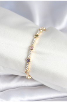 Pirinç Gold Renk Zirkon Taşlı Kadın Bileklik