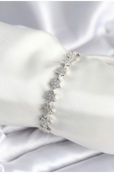 Pirinç Gümüş Renk Yıldız Model Kadın Bileklik