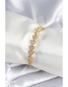 Pirinç Gold Renk Kalp Model Kadın Bileklik