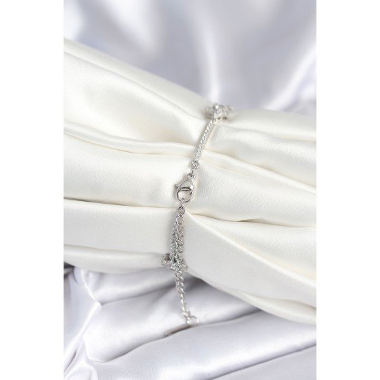 Pirinç Gümüş Renk Yıldız Model Kadın Bileklik