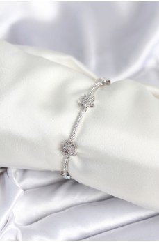 Pirinç Gümüş Renk Yıldız Model Kadın Bileklik