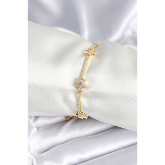 Pirinç Gold Renk Yıldız Model Kadın Bileklik