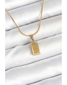 316L Çelik Gold Renk Mini Külçe Altın Model Kolye