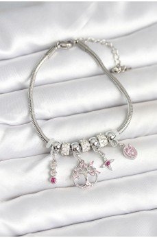 Pirinç Gümüş Renk Yaşam Ağacı Charmlı Kadın Bileklik Pirinç Gümüş Renk Yaşam Ağacı Charmlı Kadın Bileklik