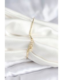 Pembe Zirkon Taşlı Kalp Model Gold Renk Kadın Bileklik