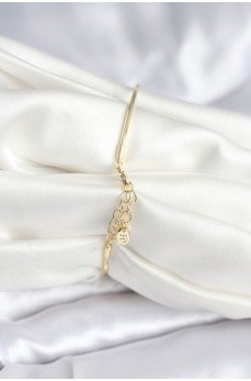 Pembe Zirkon Taşlı Kalp Model Gold Renk Kadın Bileklik