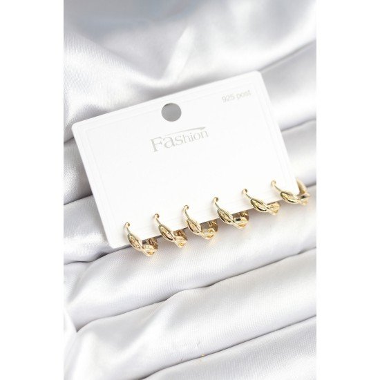 Gold Renk Pirinç Sarmal Model 925 Ayar Gümüş Çivili Kadın Küpe Seti Gold Renk Pirinç Sarmal Model 925 Ayar Gümüş Çivili Kadın Küpe Seti