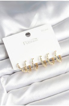 Gold Renk Burgu Halka Model 925 Ayar Gümüş Çivili Pirinç Küpe Seti Gold Renk Burgu Halka Model 925 Ayar Gümüş Çivili Pirinç Küpe Seti