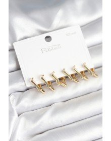 Yıldız Model Gold Renk 925 Ayar Gümüş Çivili Kadın Küpe Seti