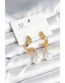 inci Detaylı Sarmal Model Gold Renk Pirinç Kadın Küpe